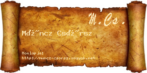 Müncz Csörsz névjegykártya